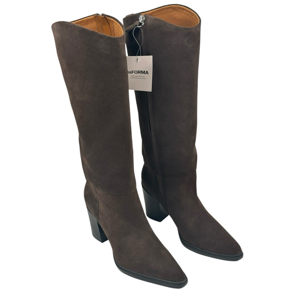 Franco Sarto Jasmine Knee High Boots Brown Suede Womens Size 7M Zip New $285